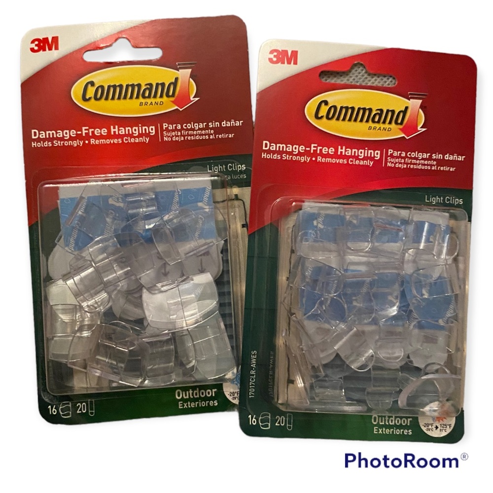 2 Packs 3M Command Small Outdoor Light Clips Hooks and Water Resistant